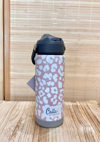Kids Stainless Steel Tumbler with Silicone Spout – Pink Leopard Print | Wild Sips