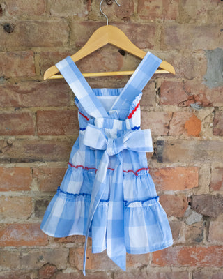 Blue Gingham Layered Sundress – Patriotic Bow Back | Sweet Liberty Picnic