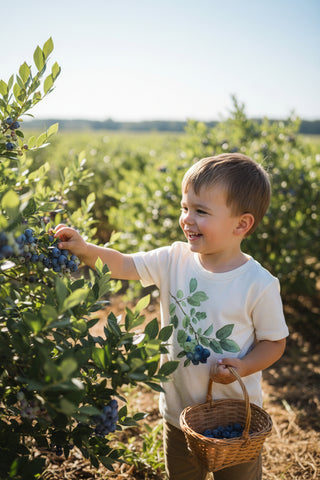 Organic Cotton Baby Graphic T-Shirt – Vintage Blueberry Print | Berry Sweet Mini Classic