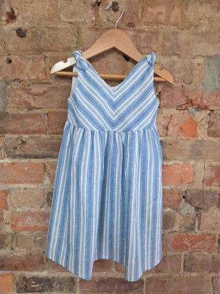Organic Cotton Linen Blend Baby Dress – Bow Shoulder Swing | Ocean Daydream