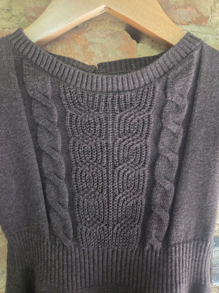 Girls Organic Cotton Cable Knit Flutter Sleeve Sweater Dress