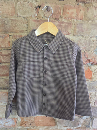 Boys Organic Cotton Flannel Gingham Button-Up Shirt