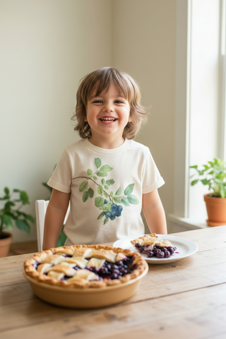 Organic Cotton Kids Graphic T-Shirt – Vintage Blueberry Print | Berry Sweet Classic