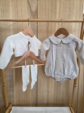 Organic Cotton Baby Romper & Cardigan Set