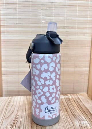 Kids Stainless Steel Tumbler with Silicone Spout – Pink Leopard Print | Wild Sips