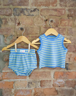 Organic Cotton Ribbed Tank & Bloomer Set – Vintage Stripe Knit | Boardwalk Baby