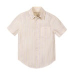 Scout Stripe Organic Cotton Linen Blend Short Sleeve Button-Up Shirt